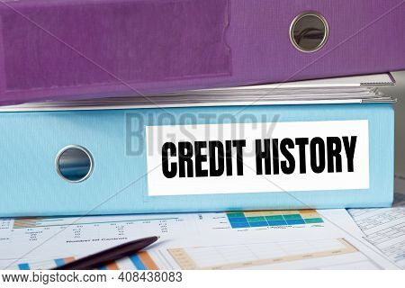 A Lignt Blue Folder With The Label Credit History.