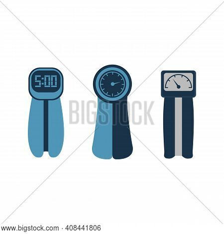 Set Wrist Dynamometer Or Grippers. Flat Vector.