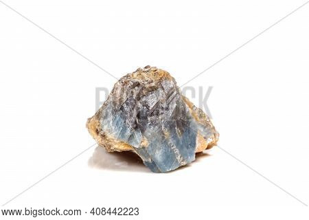 Macro Mineral Stone Corundum In Rock A White Background