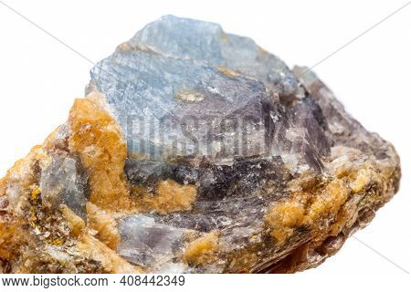 Macro Mineral Stone Corundum In Rock A White Background