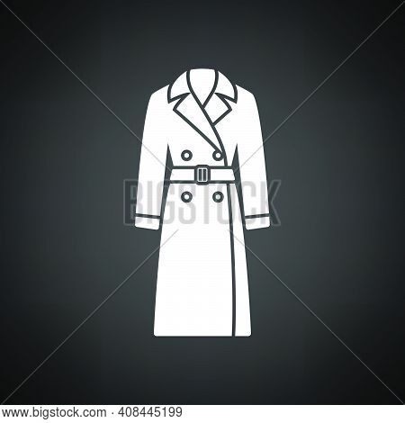 Business Woman Trench Icon. White On Black Background. Vector Illustration.