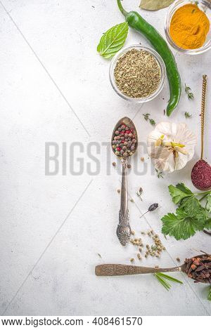 Fresh Herbs, Dried Colorful Spices