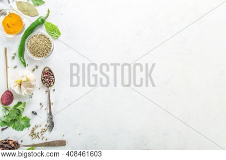 Fresh Herbs, Dried Colorful Spices