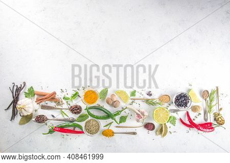 Fresh Herbs, Dried Colorful Spices