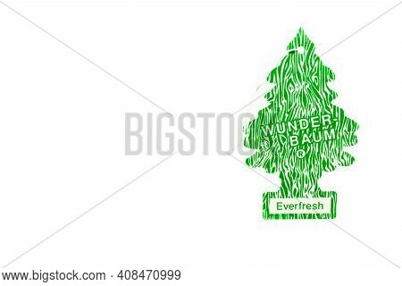 Miercurea Ciuc, Romania- 16 February 2021: Wunder Baum Everfresh Car Freshener On White Background.