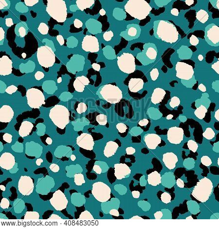 Abstract Modern Leopard Seamless Pattern. Animals Trendy Background. Blue And Black Decorative Vecto