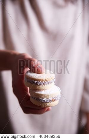 Presentation Of Homemade Caramel Cookies