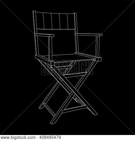Director Movie Workplace Chair. Wireframe Low Poly Mesh Vector Illustration