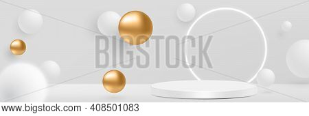 Flowing White And Pink Soft Spheres. Vector Realistic Illustration. Abstract Background With 3D Geom