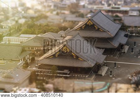 Kyoto, Japan - March 26 2020: Aerial View Of Kyoto's Higashi Honganji Temple. Dating From The 17th C