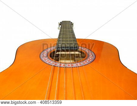Musical Concept Of Quitar Isolated On White Background