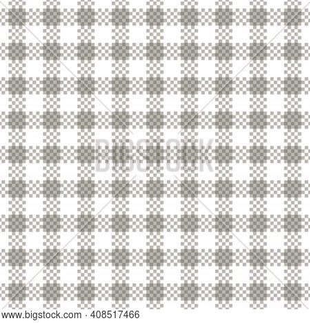 Traditional Gingham Vector Simple Pattern With Small Intersecting Squares In Light Gray Shades. For 