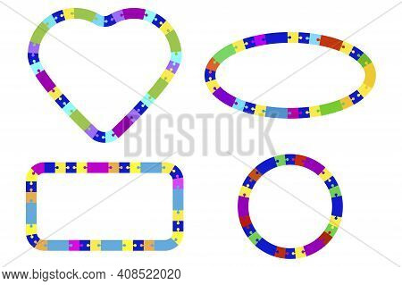 Illustration With Figures From Puzzles. Teamwork Concept Vector Illustration. Game Sign. Geometric B