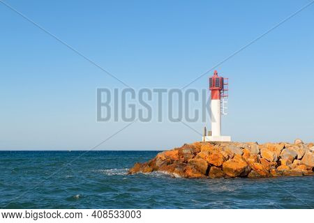 Beacon at Banyuls sur mer at the French coast