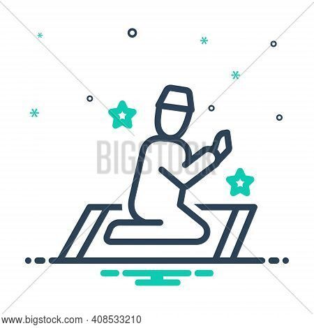 Mix Icon For Prayer Invocation Devotion Supplication Namaj Worship Benediction Muslim Religion