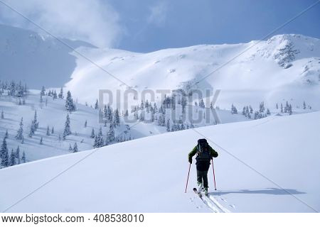 Ski tour in Godeanu Mountains, Carpathians, Romania, Europe