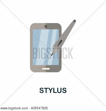 Stylus Flat Icon. Color Simple Element From Phone Accessories Collection. Creative Stylus Icon For W