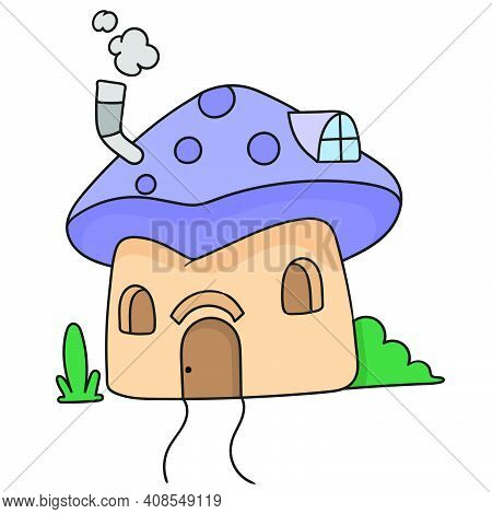 Fantasy House Doodle Image. Cartoon Caharacter Cute Doodle Draw