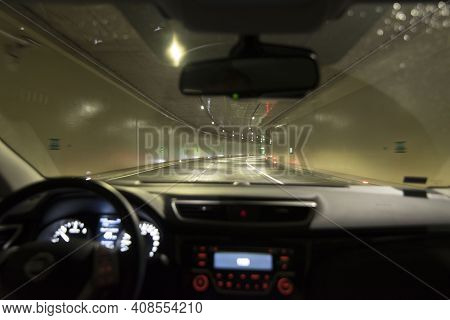Vehicle Driving In A Car Tunnel, Road Traffic And Transportation