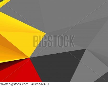 Abstract Grey, Yellow And Red Polygonal, Geometric Background.wall Paper Design.