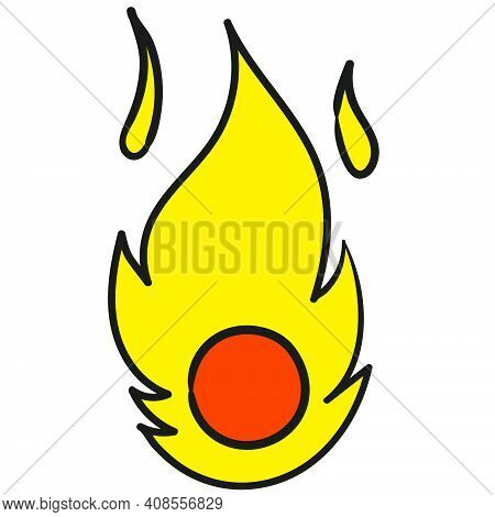 Flying Fireball. Doodle Icon Image. Cartoon Caharacter Cute Doodle Draw