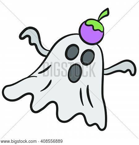Ghost Fly Scare. Doodle Icon Image. Cartoon Caharacter Cute Doodle Draw