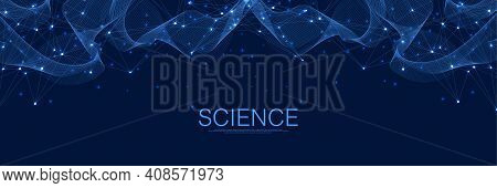 Abstract Digital Network Connections Blue Background. Artificial Intelligence And Engineering Techno