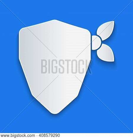 Paper Cut Vandal Icon Isolated On Blue Background. Paper Art Style. Vector