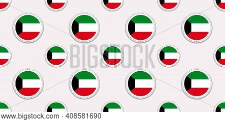 Kuwait Flag Background. Kuwaiti Vector Stickers. Rounded Symbols Seamless Pattern. Circle Shapes. Go