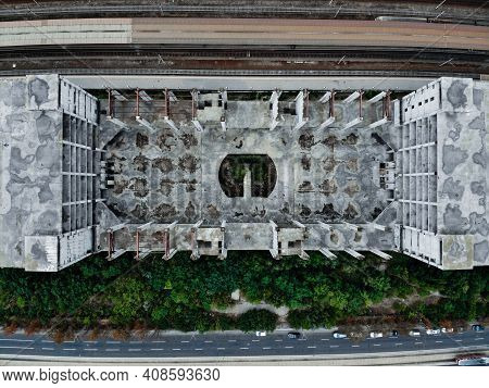 Abandoned Railway Station Viet From The Drone.