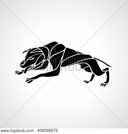 Fighting Dog Pit Bull Terrier Dog Or Canine Wavy Outline Vector