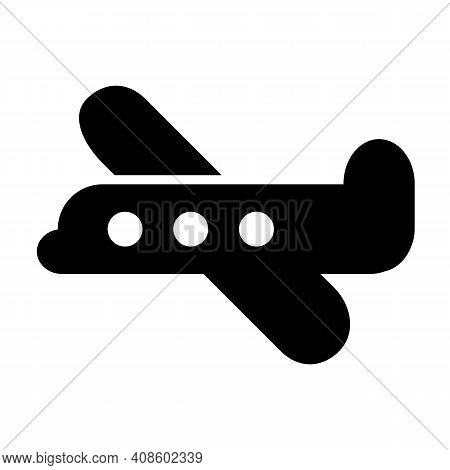 Aircraft Or Airplane, Transportation Icon. Vector Silhouette.