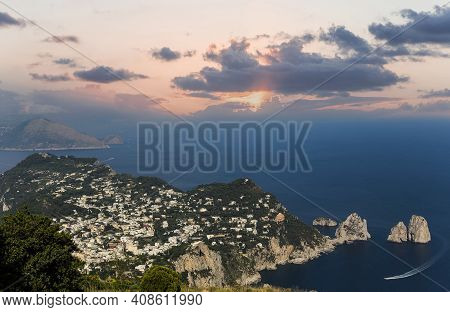Panorama Of Capri Island From Monte Solaro, In Anacapri