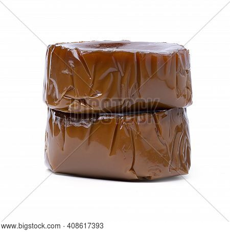 Isolated Candy China. Nian Gao Or Chinese New Year's Cake On White Background, Imlek Flower Decorati