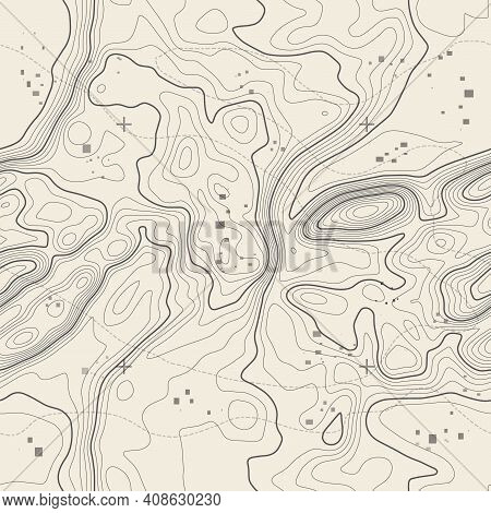 Seamless Vector Topographic Map Background. Line Topography Map Seamless Pattern. Contour Background