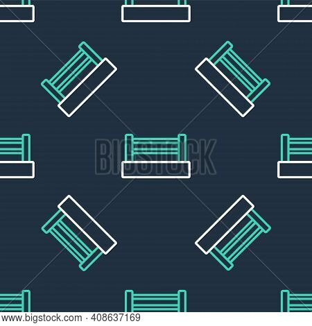 Line Boxing Ring Icon Isolated Seamless Pattern On Black Background. Vector