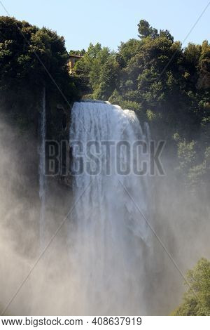 Terni (tr), Italy - May 10, 2016: The Famous Marmore Waterfall, Terni, Umbria, Italy