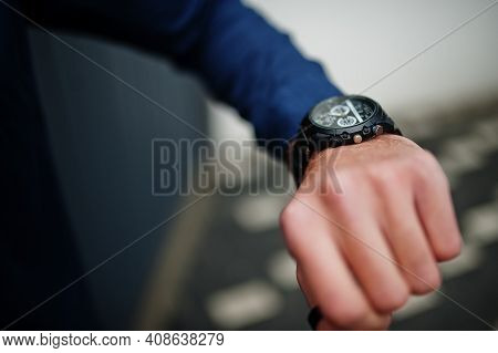 Close Up Photo Of Man Hand With Watches.