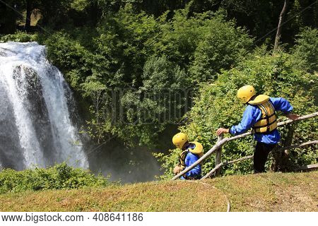 Terni (tr), Italy - May 10, 2016: Setting Off On A Rafting And Kayaking Trip On River Near The Famou