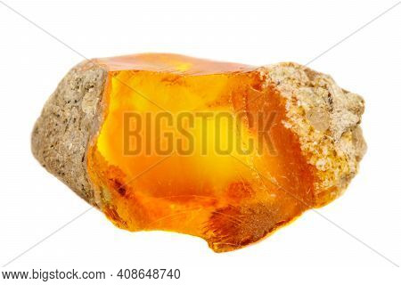 Macro Opal Mineral Stone In Rock On White Background