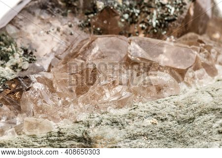 Macro Mineral Stone Quartz Chlorite Palygorskite Rock On A White Background