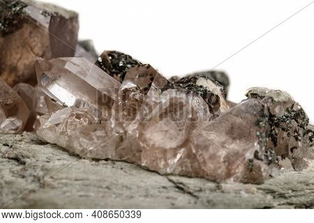 Macro Mineral Stone Quartz Chlorite Palygorskite Rock On A White Background
