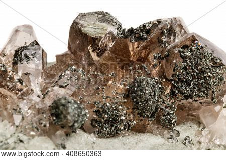 Macro Mineral Stone Quartz Chlorite Palygorskite Rock On A White Background