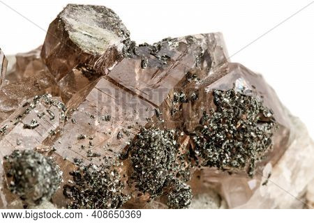 Macro Mineral Stone Quartz Chlorite Palygorskite Rock On A White Background