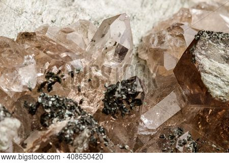 Macro Mineral Stone Quartz Chlorite Palygorskite Rock On A White Background