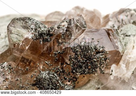 Macro Mineral Stone Quartz Chlorite Palygorskite Rock On A White Background