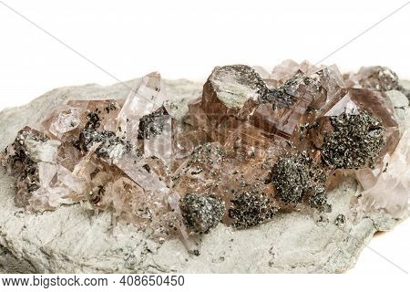 Macro Mineral Stone Quartz Chlorite Palygorskite Rock On A White Background