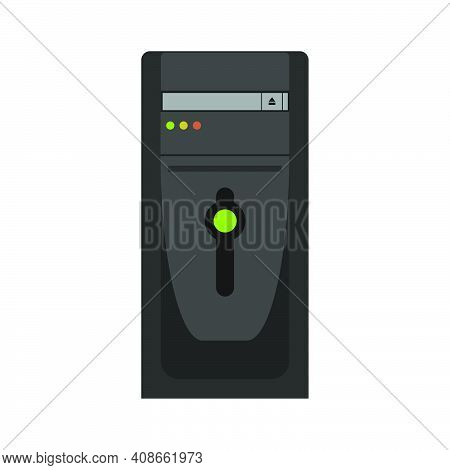 Computer Case Technology Desktop Hardware Illustration Vector. Modern Pc Computer Case Server Tower 