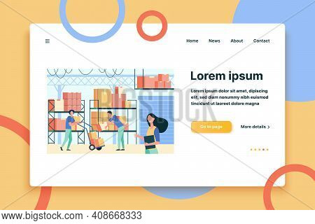Staff Working In Logistic Storage Isolated Flat Vector Illustration. Cartoon Stockroom Workers And L