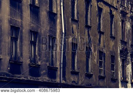 A Ruined Houses In  Bytom Town, Poland.